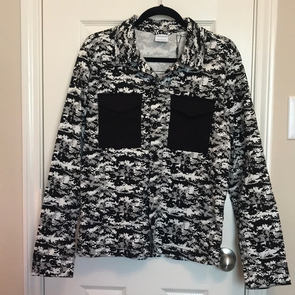NWT Jack & Jones Camo Glacier Gray Shirt - Picture 1 of 14